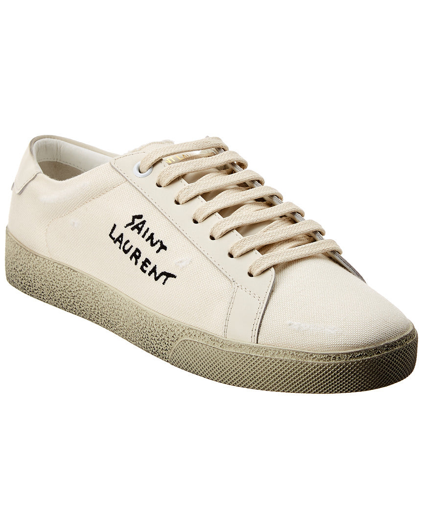 Saint Laurent | Womens | Court Classic SL/06 Canvas & Leather Sneaker | White