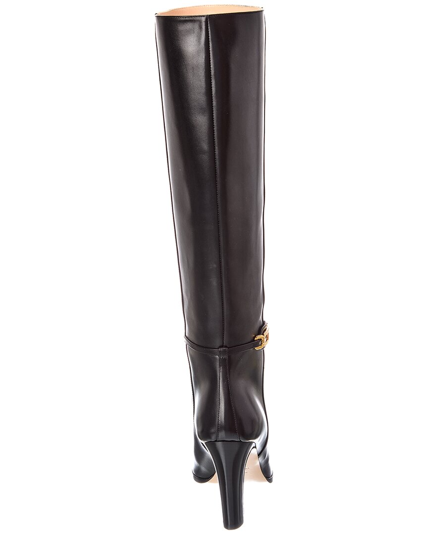 Tom Ford | Womens | Logo Leather Knee High Boot | Black