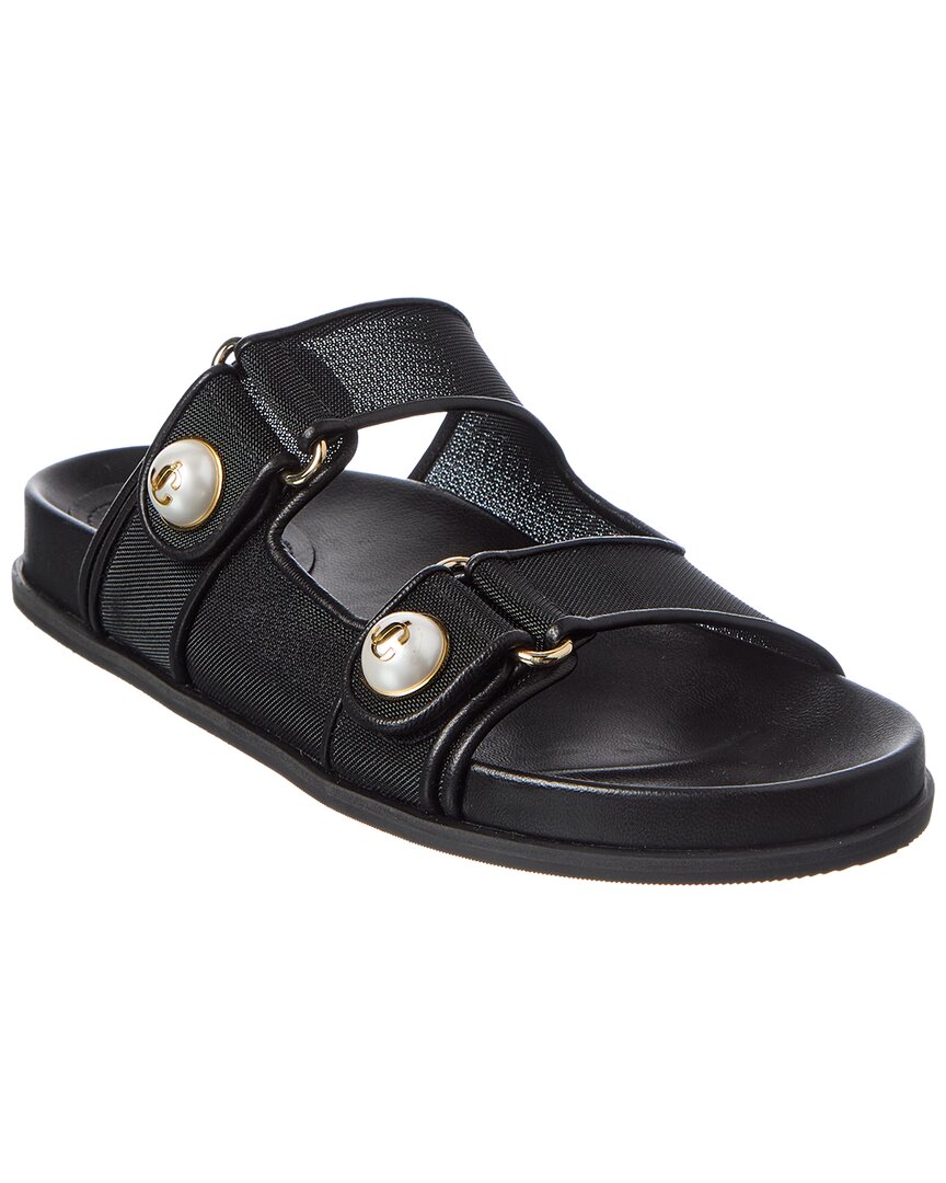 Jimmy Choo | Womens | Fayence Leather & Mesh Sandal | Black