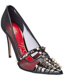 Valentino | Womens | Rockstud Alcove 100 Patent & Mesh Pump | Black