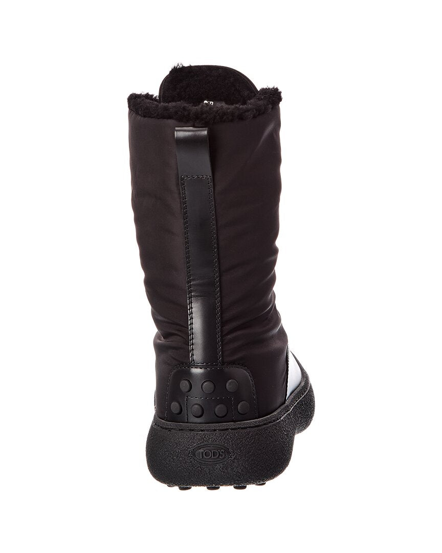 TOD's | Womens | Nylon & Leather Boot | Black