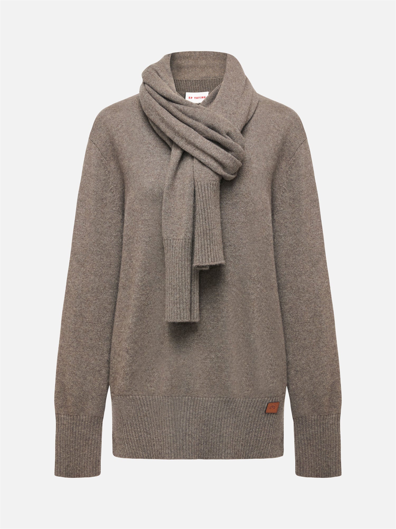 Pure Cashmere Scarf Pullover | Brown