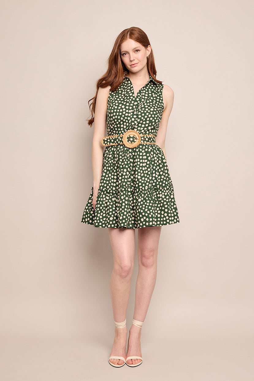 Hannah Dress | Abstract Dot Green Turtledove