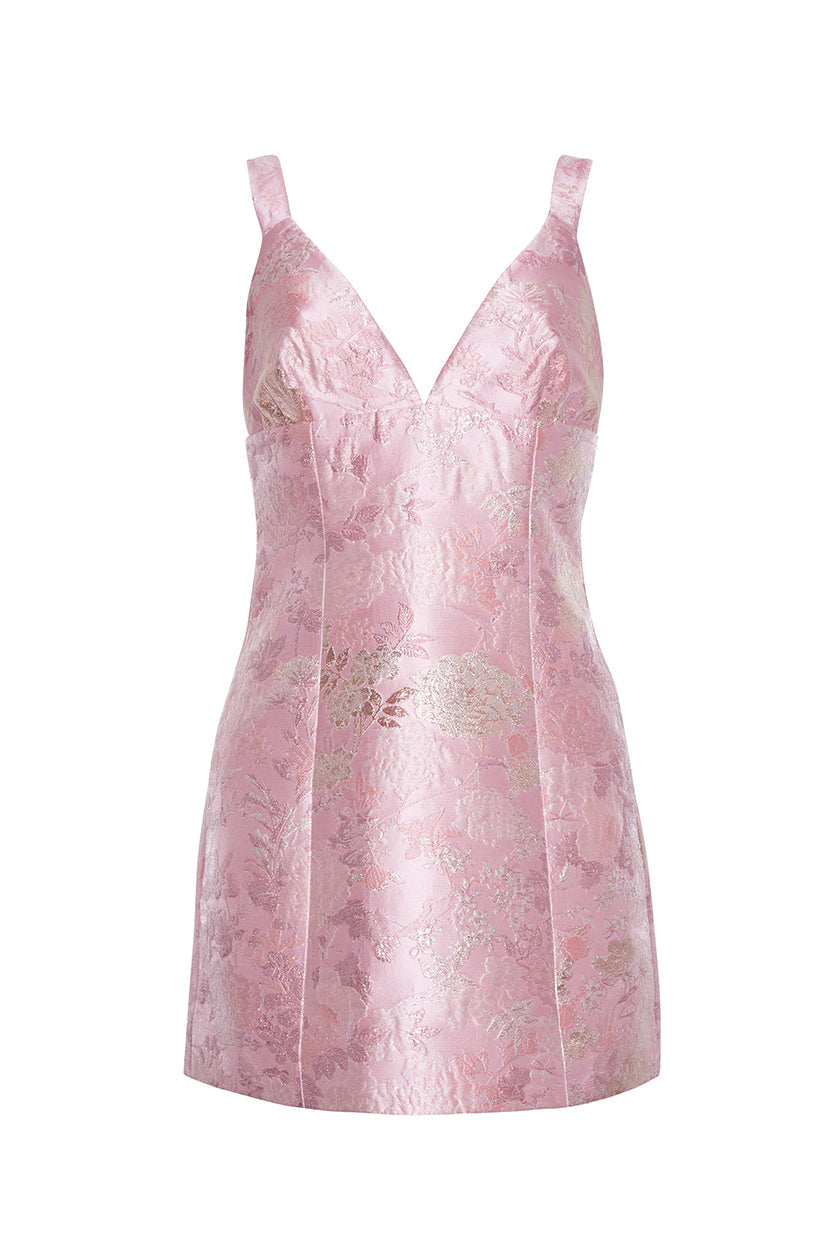 Naples Mini Dress | Floral Matelasse Pink