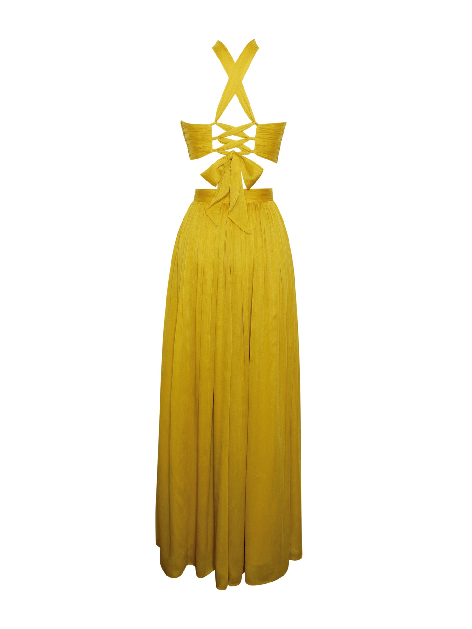 Xella Pleated Chiffon Maxi Dress | Yellow