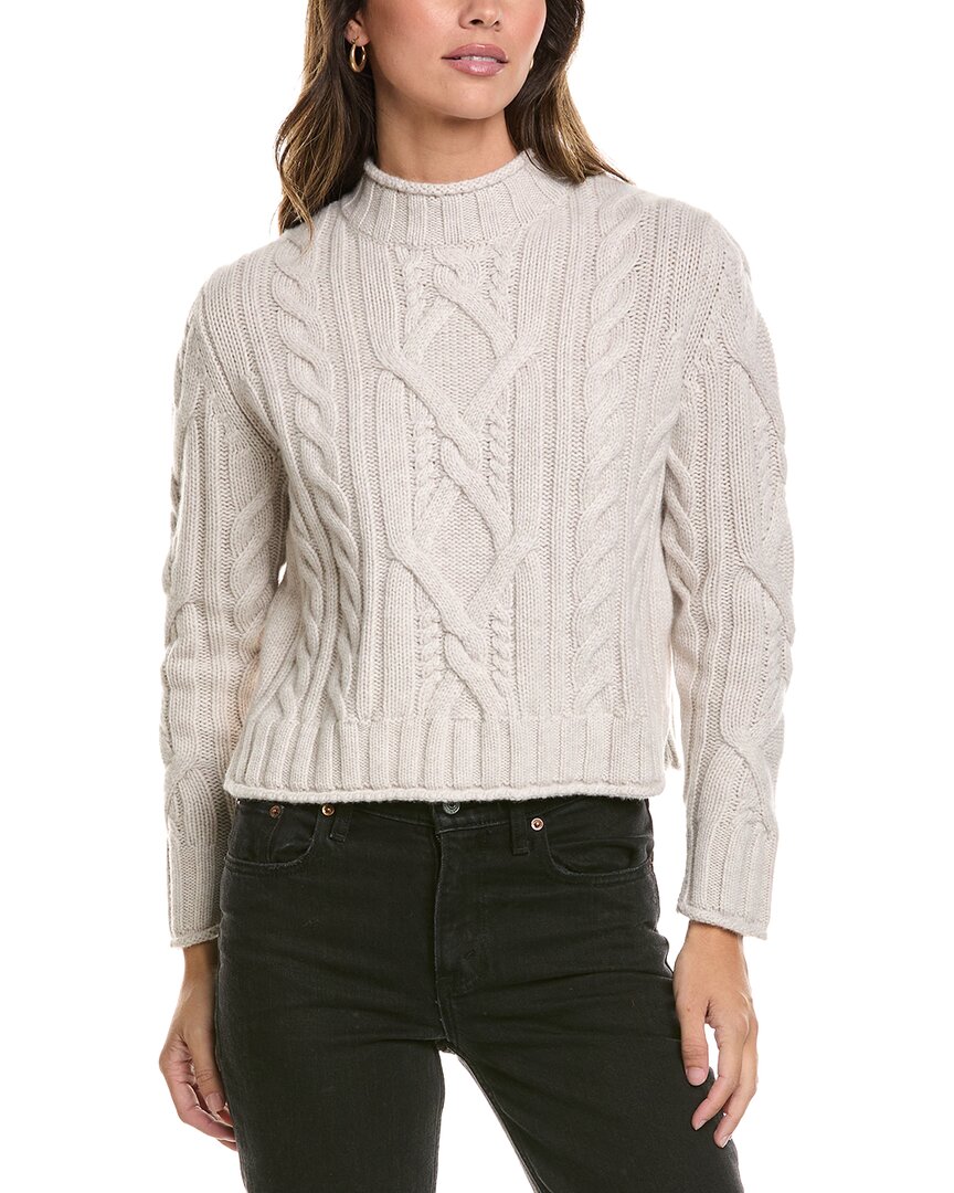 Alashan Cashmere | Womens | Breckenridge Cable Mock Neck Wool Sweater | White