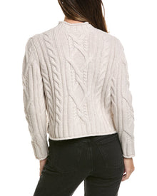 Alashan Cashmere | Womens | Breckenridge Cable Mock Neck Wool Sweater | White