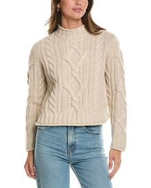 Alashan Cashmere | Womens | Breckenridge Cable Mock Neck Wool Sweater | Pink
