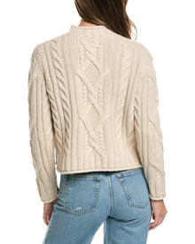 Alashan Cashmere | Womens | Breckenridge Cable Mock Neck Wool Sweater | Pink
