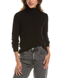 Forte Cashmere | Womens | Basic Turtleneck 100% Cashmere Pullover | Black