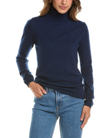 Forte Cashmere | Womens | Basic Turtleneck 100% Cashmere Pullover | Navy