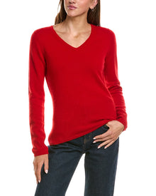 InCashmere | Womens | Basic V-Neck 100% Cashmere Sweater | Red