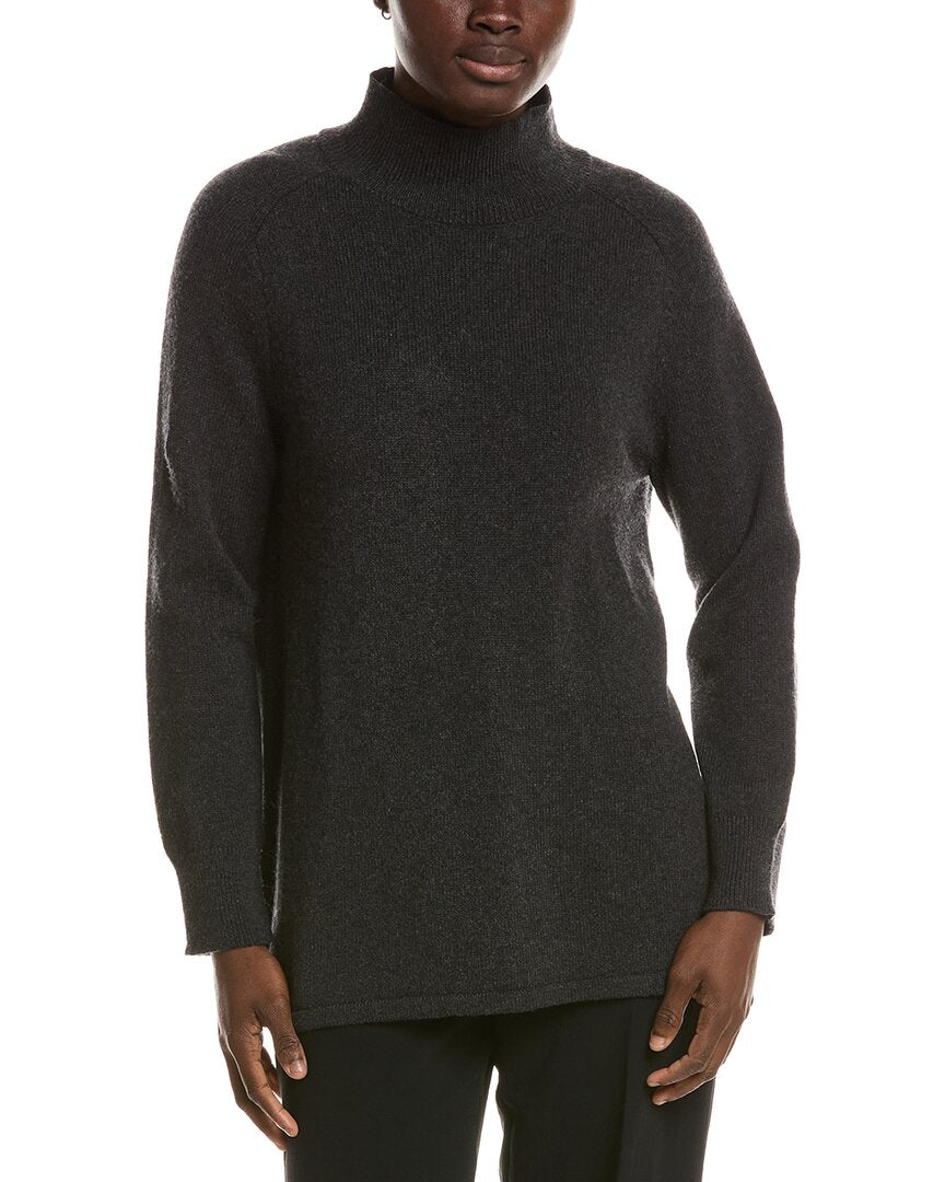 EILEEN FISHER | Womens | Turtle Neck Cashmere-Blend Tunic | Charcoal
