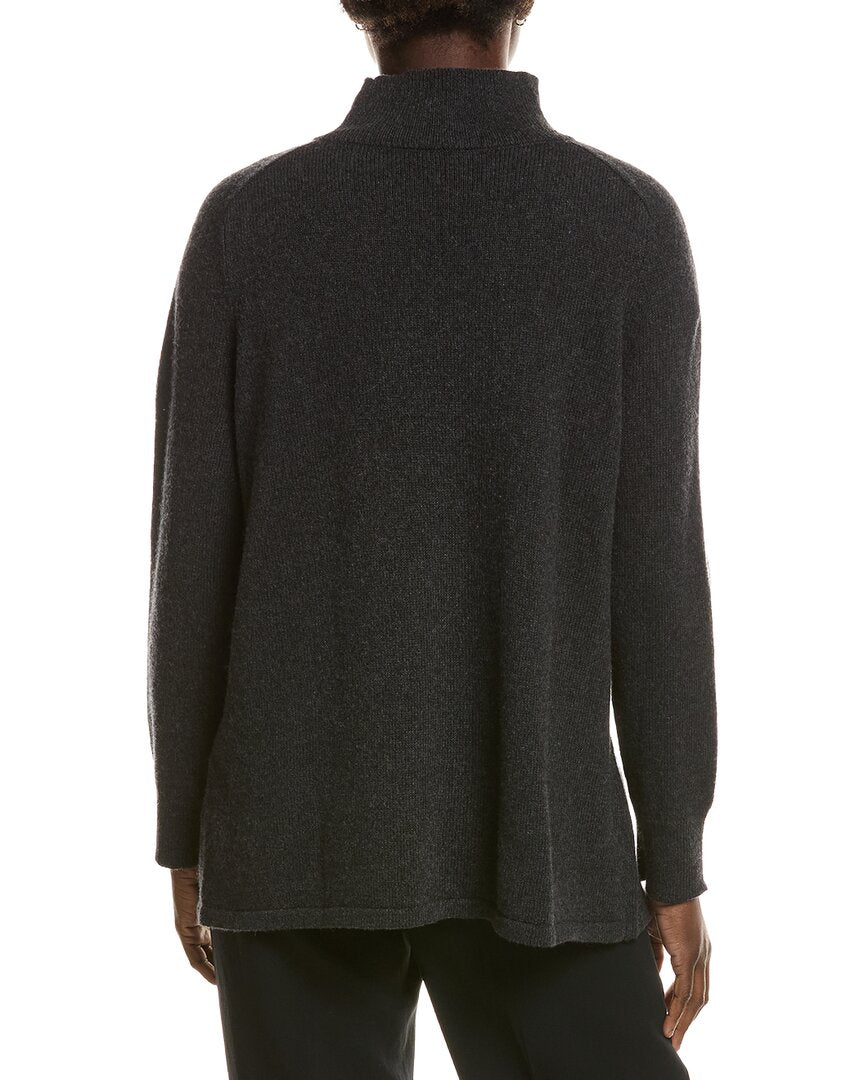 EILEEN FISHER | Womens | Turtle Neck Cashmere-Blend Tunic | Charcoal