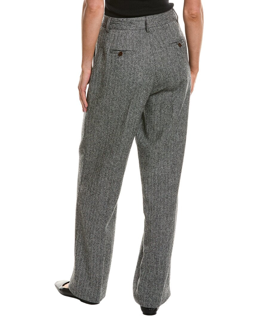 Rowing Blazers | Womens | Herringbone Pleated Wool Pant | gray