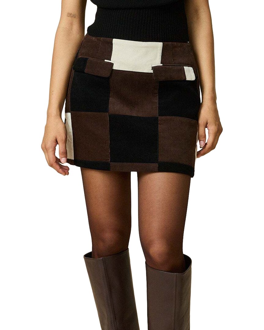 Rowing Blazers | Womens | Patchwork Corduroy Skirt | Brown Multi