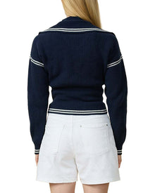 Rowing Blazers | Womens | Double Collar 1/4-Zip Wool-Blend Pullover | Navy