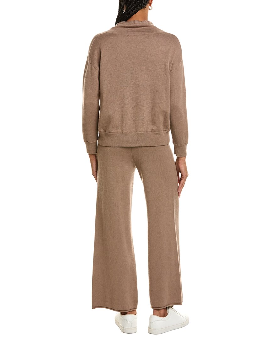Hannah Rose | Womens | Cashmere-Blend Terry Stitch Cowl Neck Sweater & Pant Set | Brown
