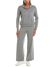 Hannah Rose | Womens | Cashmere-Blend Terry Stitch Cowl Neck Sweater & Pant Set | Grey