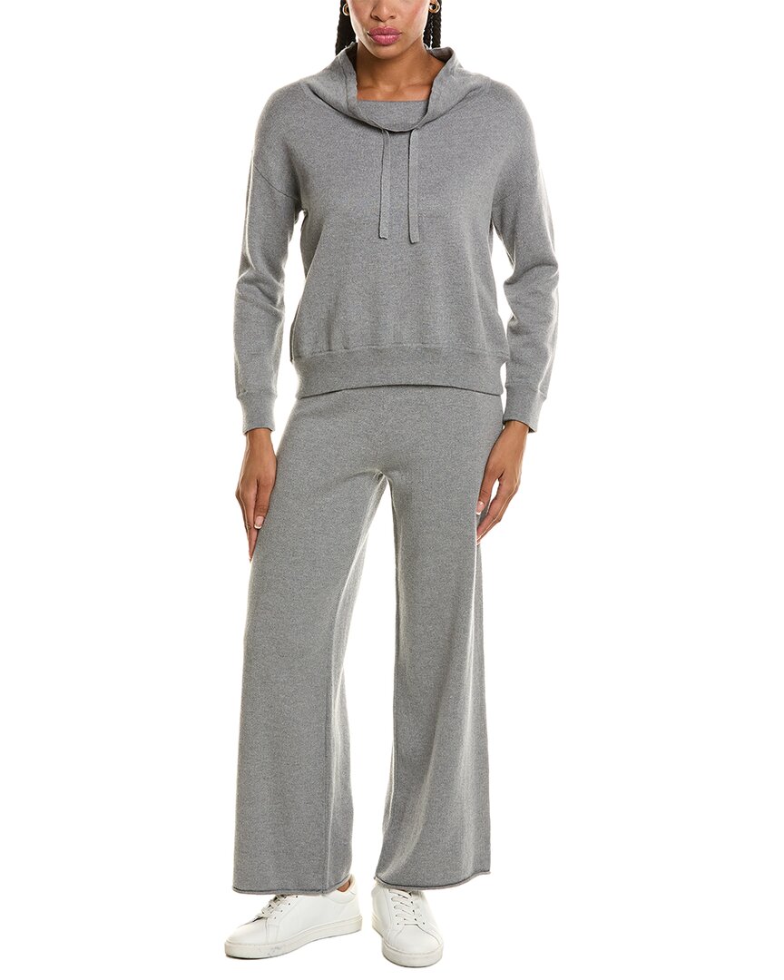 Hannah Rose | Womens | Cashmere-Blend Terry Stitch Cowl Neck Sweater & Pant Set | Grey
