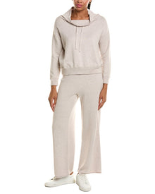 Hannah Rose | Womens | Cashmere-Blend Terry Stitch Cowl Neck Sweater & Pant Set | Tan