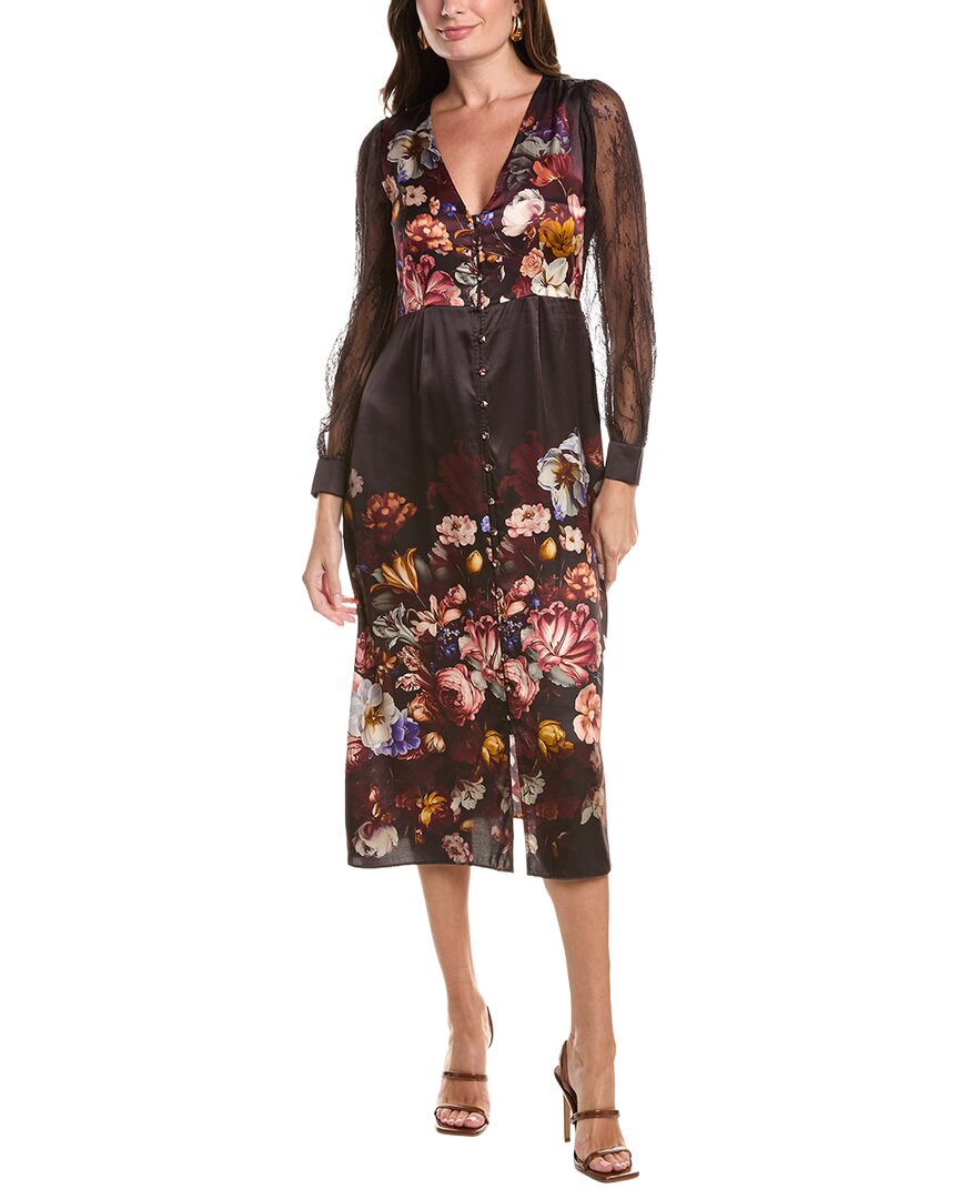 Johnny Was | Womens | Micaela Silk-Blend Midi Dress | Brown