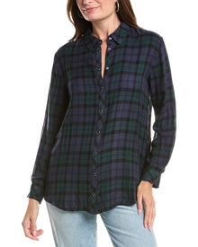 Johnny Was | Womens | Velvet Back Oversized Shirt | Green