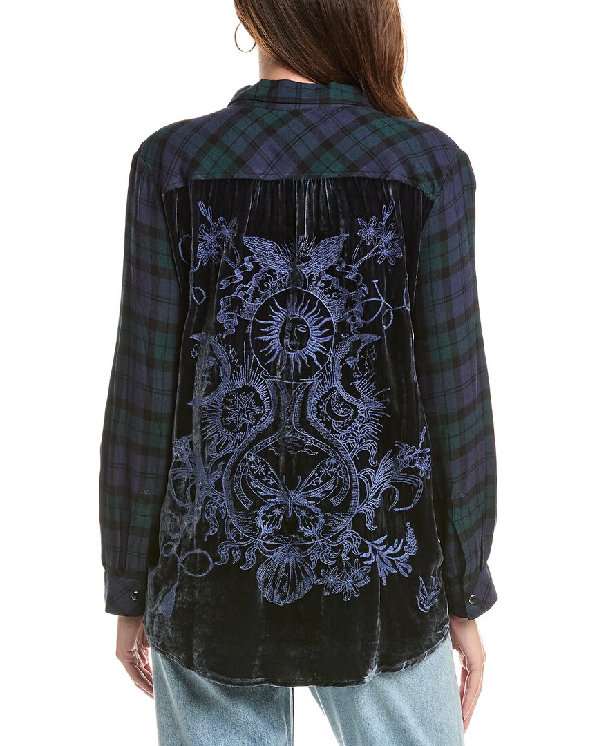 Johnny Was | Womens | Velvet Back Oversized Shirt | Green