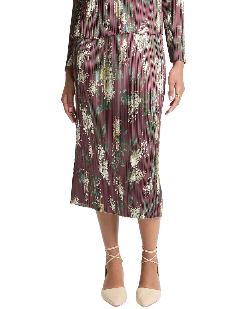 Vince | Womens | Lilac Print Micro Pleated Skirt | red multi