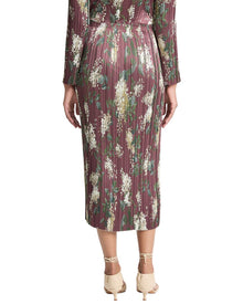 Vince | Womens | Lilac Print Micro Pleated Skirt | red multi
