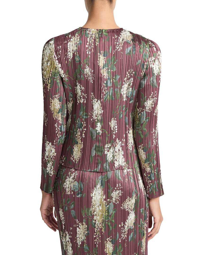 Vince | Womens | Lilac Printed Micro Pleated Top | red multi