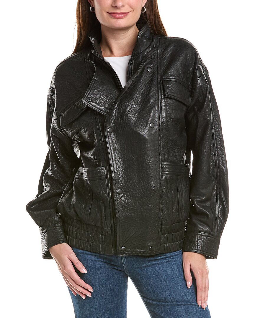 Bardot | Womens | Oversized Leather Jacket | Black