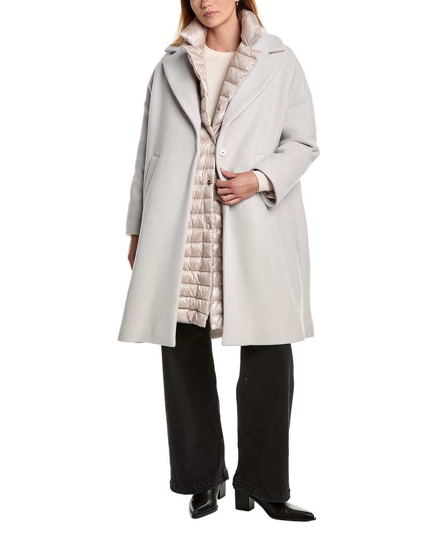 Herno | Womens | Twofer Wool-Blend Down Coat | White
