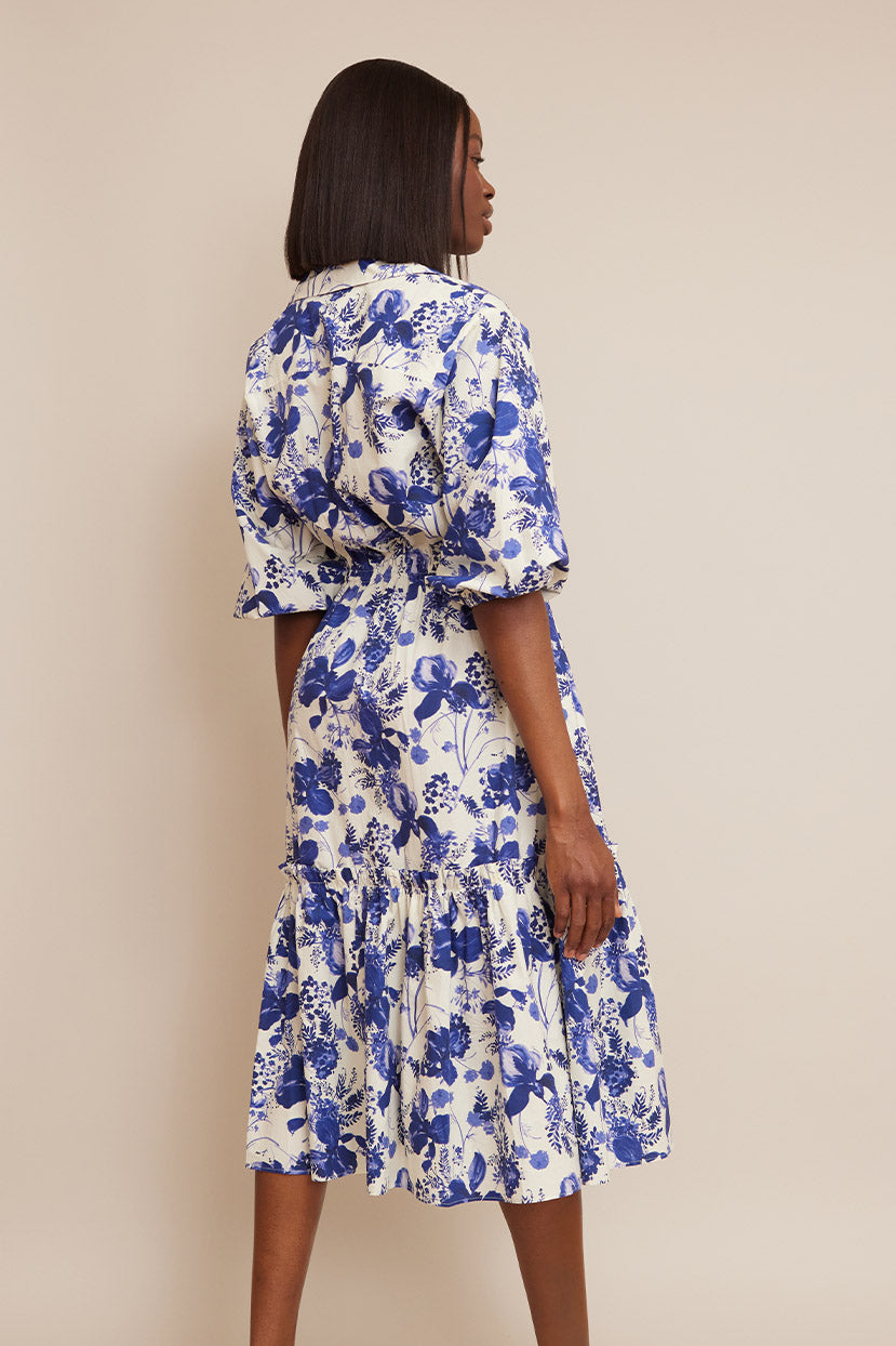 Hutton Dress | Evening Blue Hanging Orchids