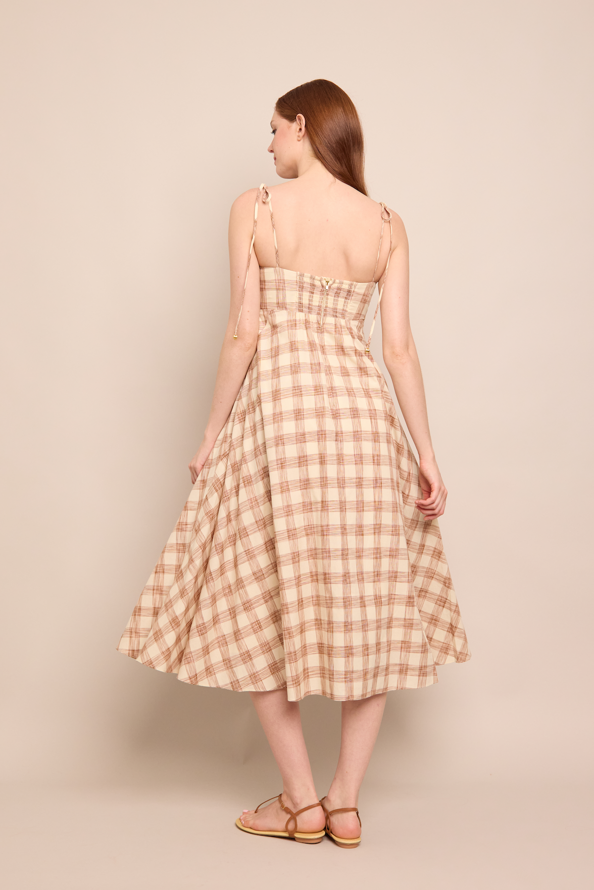 Sunray Dress | Sketched Plaid Brown