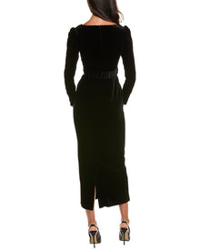 SALONI | Womens | Jinx Stretch Velvet Silk-Blend Midi Dress | Black
