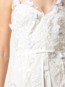 V-neck 3D Floral Fit To Flare Gown Marchesa