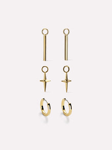 14K Gold Plated Bar Dagger Paired Set Huggie Hoops Earring Charms Ana Luisa Sleek Charms Starter Kit