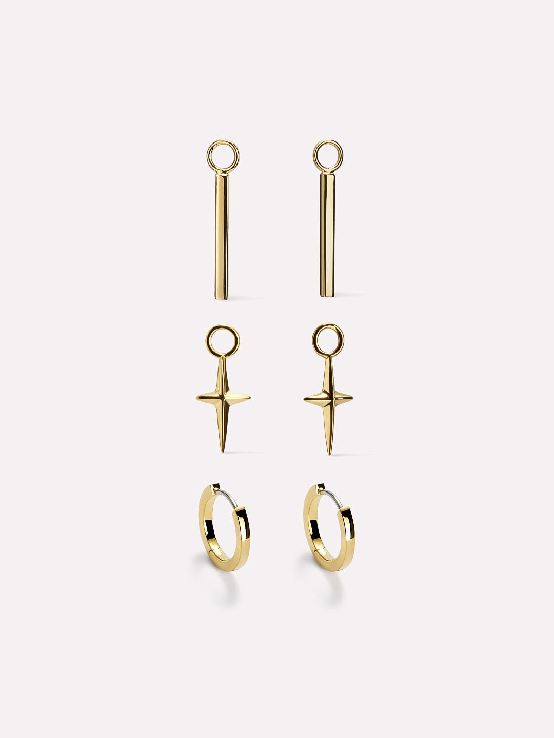 14K Gold Plated Bar Dagger Paired Set Huggie Hoops Earring Charms Ana Luisa Sleek Charms Starter Kit