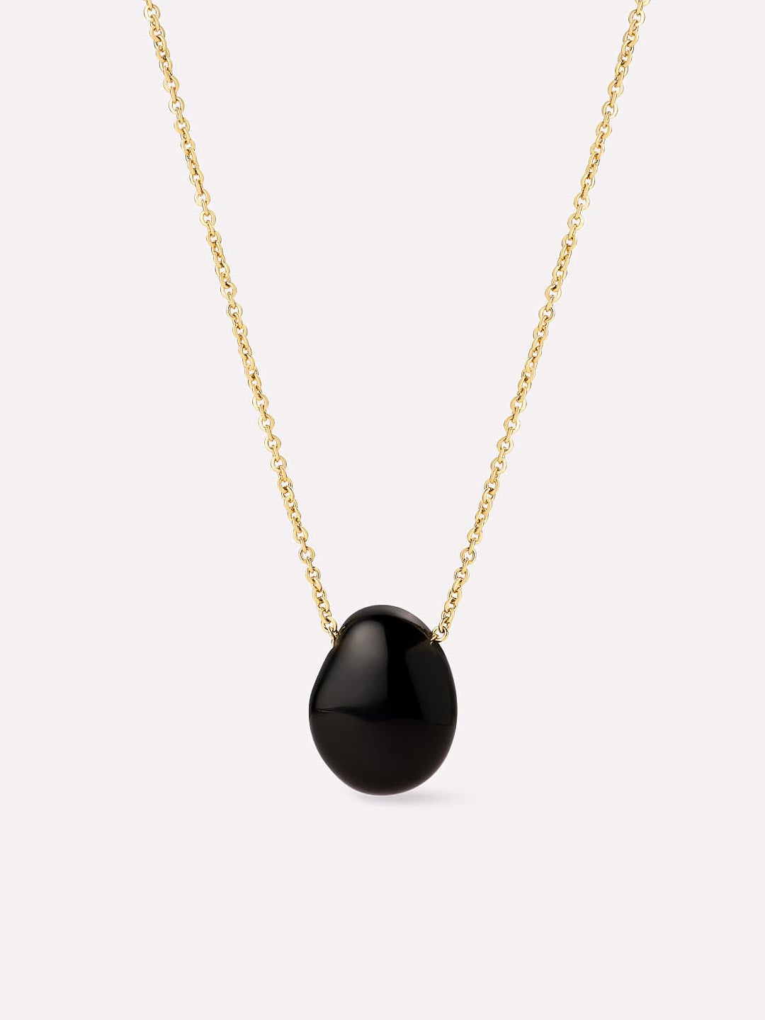 Mini Pebble Necklace | 14K Gold on Brass | Black Onyx