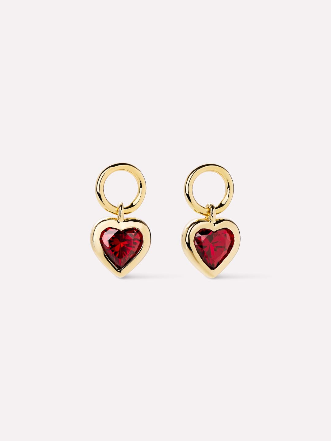 14K Gold Plated Red Cubic Zirconia Pull On Earring Charms For Women Ana Luisa Red Heart Charms