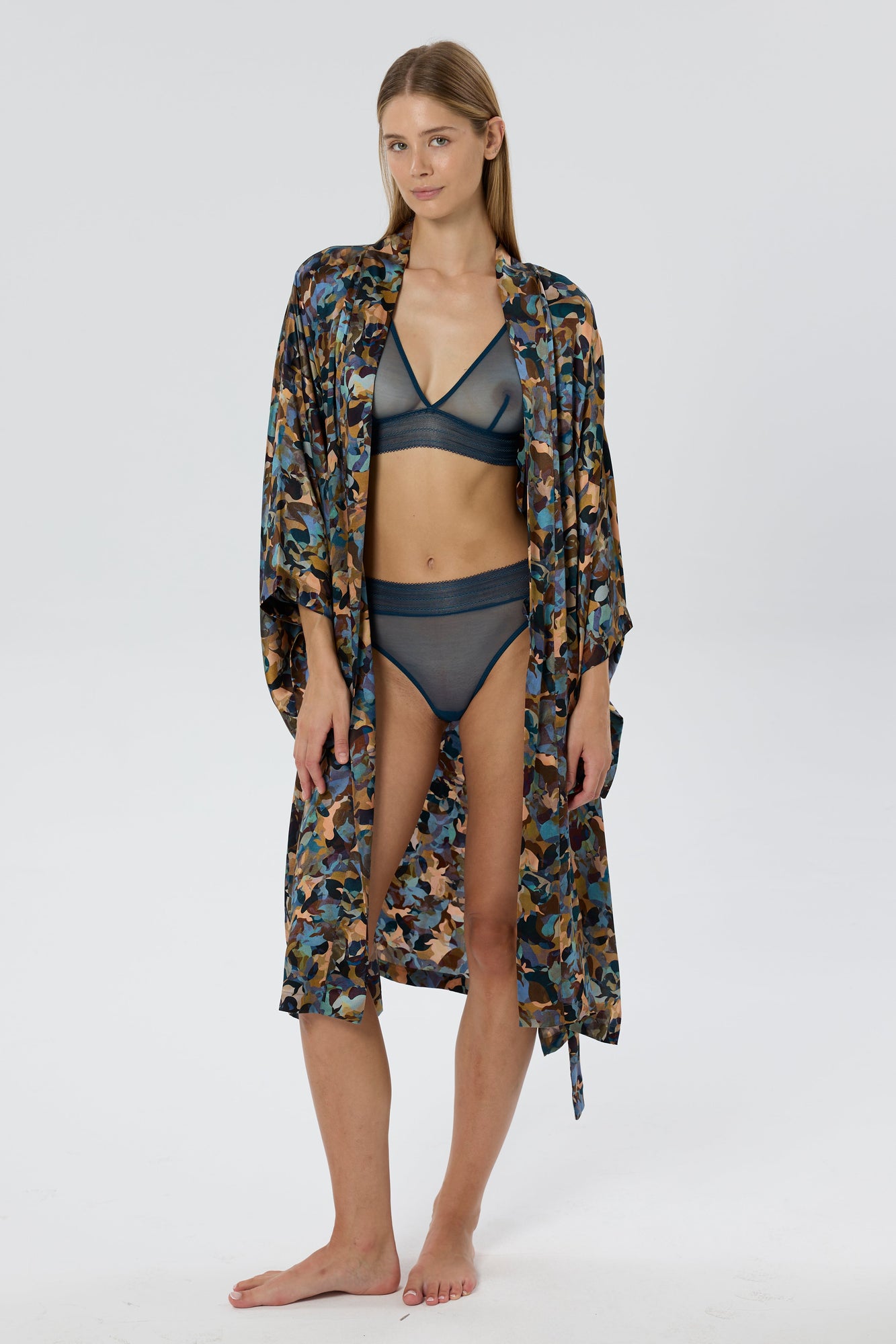 Ebru Silk Robe/Kimono | Multi
