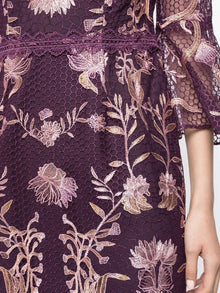 3/4 Bell Sleeve Guipure Cocktail Marchesa