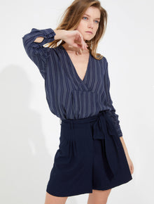 Flowy silky twill shorts - Halston