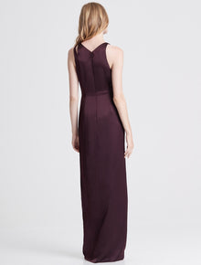 Cowl Drape Satin Slip Gown - Halston