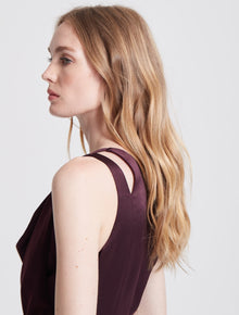 Cowl Drape Satin Slip Gown - Halston