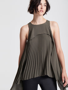 Sleeveless Pleated Draped Top - Halston