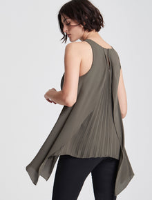 Sleeveless Pleated Draped Top - Halston