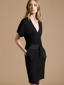 Faux Wrap Multi Stitch Waist Dress - Halston