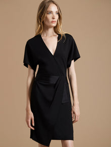 Faux Wrap Multi Stitch Waist Dress - Halston